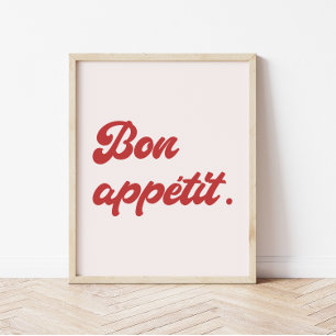 Affiche Script rétro minimal 'Bon Appétit' Cuisine