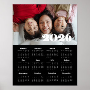 Affiche Script rétro vintage 2025 Calendrier photo noir