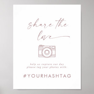 Affiche Script Rose Moderne Partager Le Hashtag Mariage Am