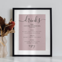 Script rose pâle et poussiéreux mariage alcool bar