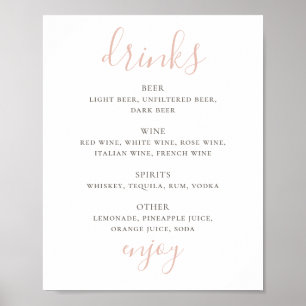 Affiche Script rose simple. Boissons alcoolisées Bar maria