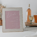 Affiche Script Whimsical | Dusty Rose Mariage Menu Boisson<br><div class="desc">Voici notre magnifique script lunatique | menu de boissons mariage rose poussiéreux parfait pour votre simple fête de printemps moderne boho. Notre design élégant comprend une palette de couleurs vives et pastel avec un script de calligraphie vintage et chic. Que vous préfériez un style minimaliste ou classique, notre produit éditable...</div>