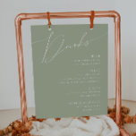 Affiche Script Whimsical | Menu des boissons Mariages Sage<br><div class="desc">Voici notre magnifique script lunatique | menu de boissons mariages sauge vert parfait pour votre simple fête de printemps de boho moderne. Notre design élégant comprend une palette de couleurs vives et pastel avec un script de calligraphie vintage et chic. Que vous préfériez un style minimaliste ou classique, notre produit...</div>