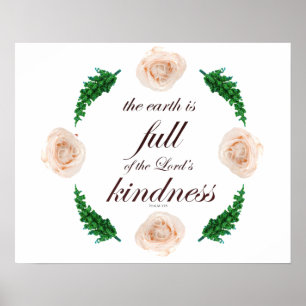 Affiche Scripture, Psaume 33, White Roses & Green Branches