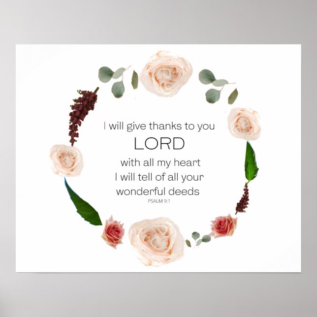Affiche Scripture, Psaume 9, All Your Wonderful Deeds LORD (Devant)