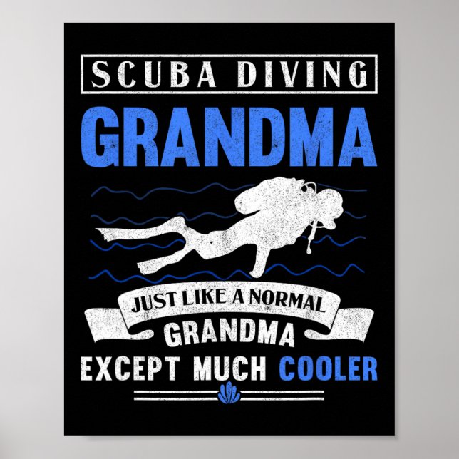 Affiche Scu Diving Grand-mère Plongée Grand-mère Sous-mari (Devant)