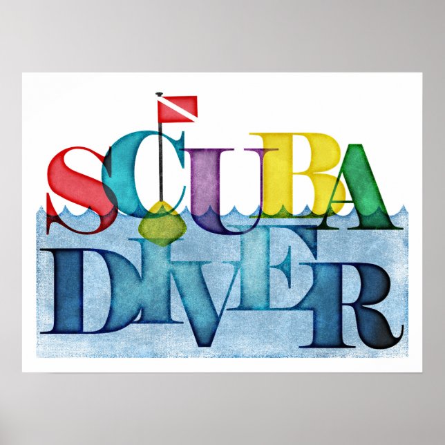 Affiche Scuba diver colorful scuba diving (Devant)