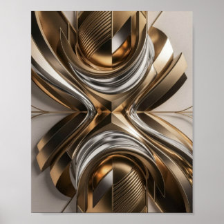 Affiche Sculpture Abstraite d'or et d'argent