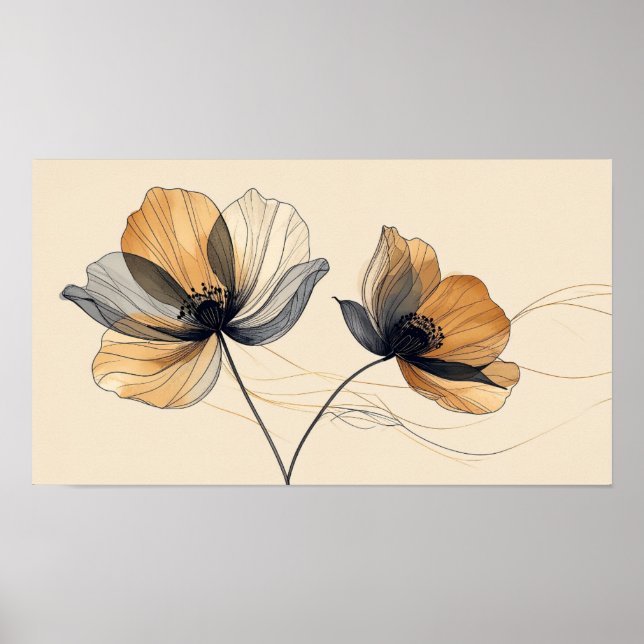 Affiche Sculpture de bas-relief floral blanc 3D élégante s (Devant)