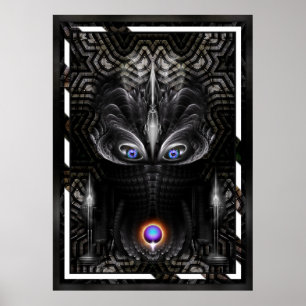 Affiche Sculpture de guerrier foncé Art fractal