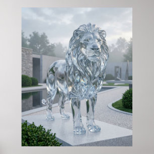 Affiche Sculpture de Lion en Verre Aube