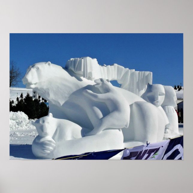 Affiche Sculpture de neige à l'ours polaire, Québec, Canad (Devant)