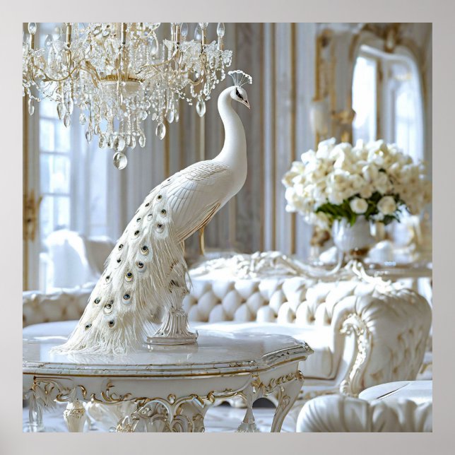 Affiche Sculpture de paon blanc (Devant)