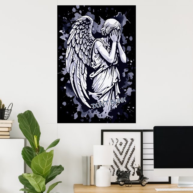 Affiche Sculpture d'un ange larmant - avec des éclaboussur (Bureau à domicile)