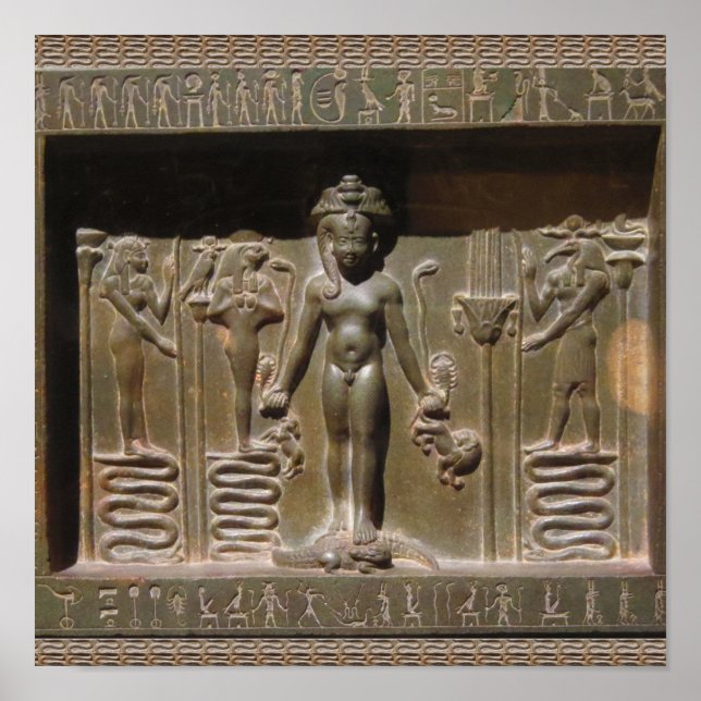 Affiche Sculpture d'une statue égyptienne au Musée de New  (Devant)