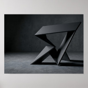 Affiche Sculpture géométrique angulaire en graphite Art mu
