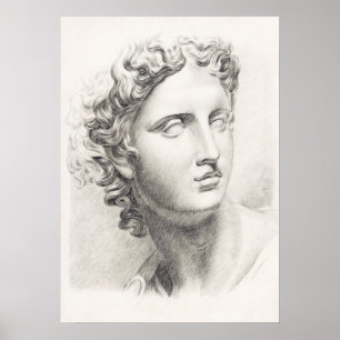 Affiche Sculpture grecque ancienne Portrait noir et blanc