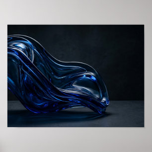 Affiche Sculpture murale en verre liquide bleu électrique