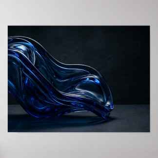 Affiche Sculpture murale en verre liquide bleu électrique