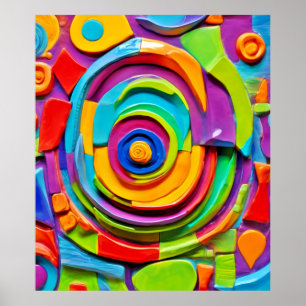 Affiche Sculpture surréelle colorée Jouer