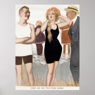 Affiche se baignante vintage de beauté