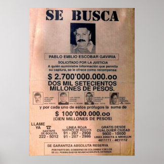 AFFICHE SE BUSCA ESCOBAR 1