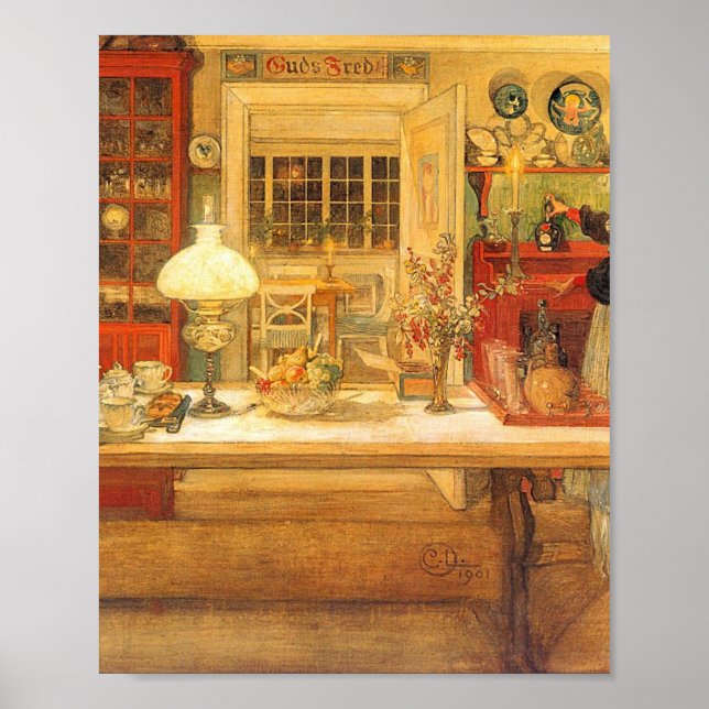 Affiche Se Préparer Pour Un Jeu De Cartes Par Carl Larsson (Devant)