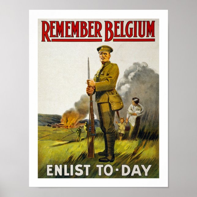 Affiche Se souvenir de la Belgique (blanc) (Devant)