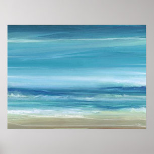 Affiche Sea Blue Beach Aquarelle Abstraite Ocean Waves