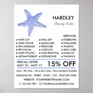 Affiche Sea Blue Beach Starfish, Beauté, Salon de beauté