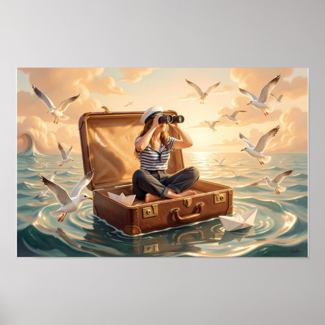 Affiche Sea Dreamer dans une valise flottante (Devant)