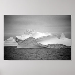 Affiche Sea Ice Iceberg Monochrome Antarctica Icy Mountain