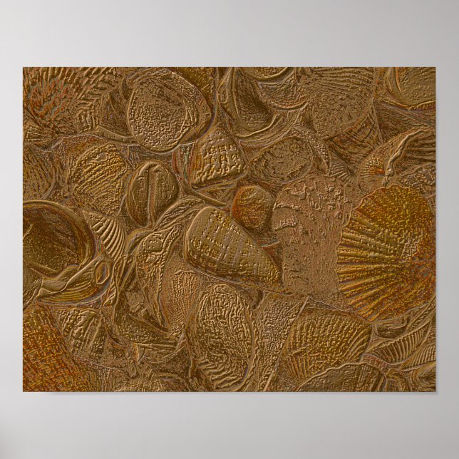 Affiche Sea Shells Ocean Beach Gold Elegant Decoupage (Devant)