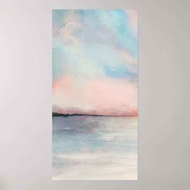 Affiche Sea Sunset Triptych - Pastel Watercolors (Devant)
