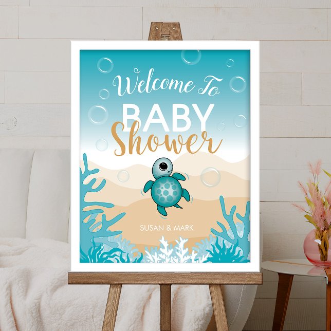 Affiche Sea turtle theme Baby Shower Welcome Sign (FRAME IS NOT INCLUDED)