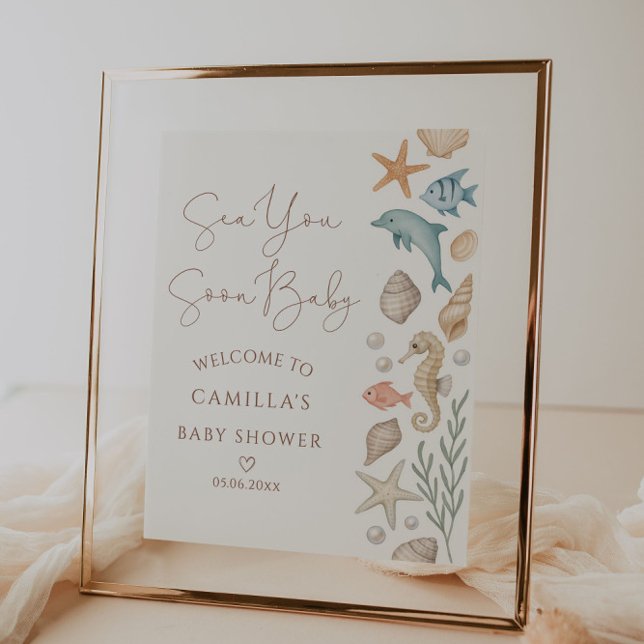 Affiche Sea You Bientôt Baby Baby shower Côtier Bienvenue (Créateur téléchargé)