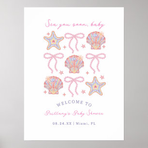Affiche Sea You Bientôt Baby Girl Baby shower de bienvenue