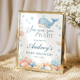 Affiche Sea You Soon Baby Shower de Bienvenue sur la Côte