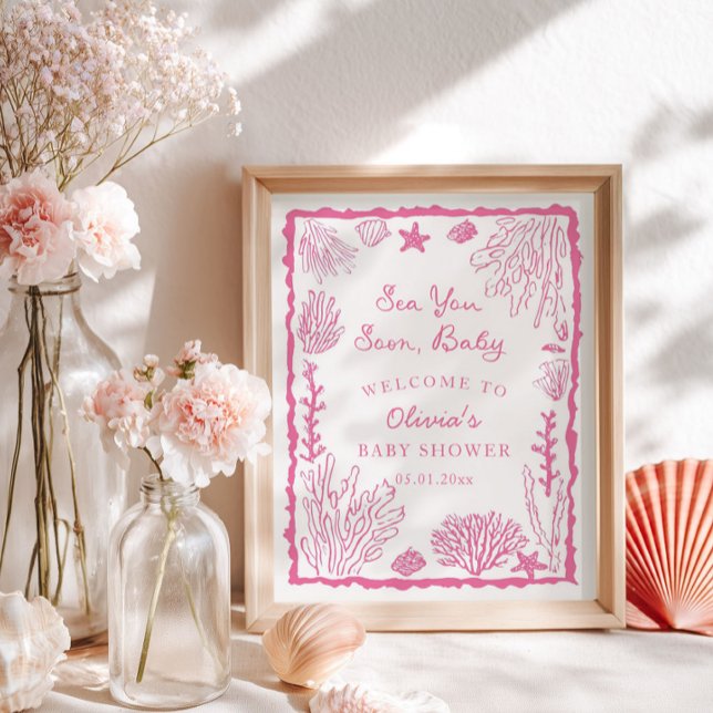 Affiche Sea You Soon Girl  Baby Shower  (Créateur téléchargé)