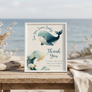 Affiche Sea You Soon Merci Baby Shower signe ivoire