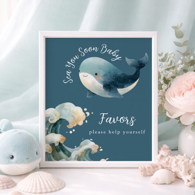 Affiche Sea You Soon Whale Baby Shower Favors Sign (Créateur téléchargé)