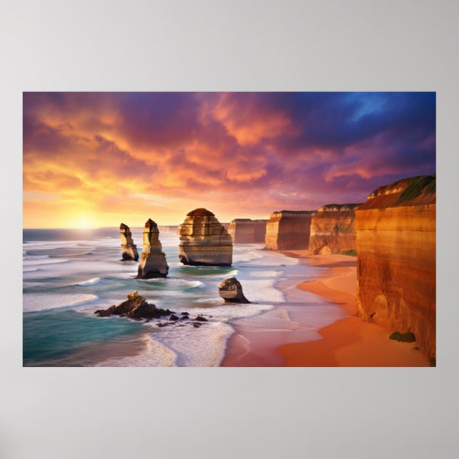 Affiche Seacoast Dusk Serene Paysage Art (Devant)