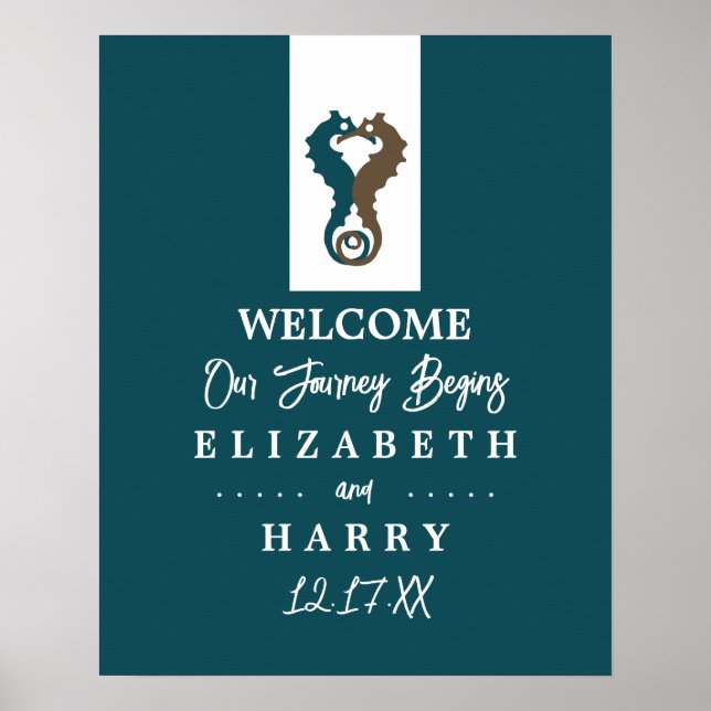 Affiche Seahorse Romance, Mariage de plage Bienvenue (Devant)