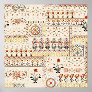 Affiche Seamless beautiful mughal floral with ethnic paisl