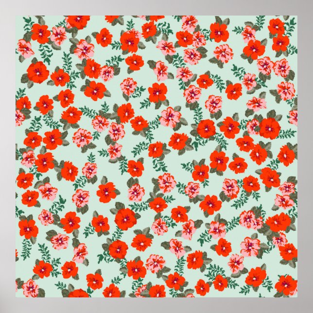 Affiche Seamless ditsy pattern in small cute wild flowers. (Devant)