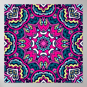 Affiche Seamless Festive Boho Mandala