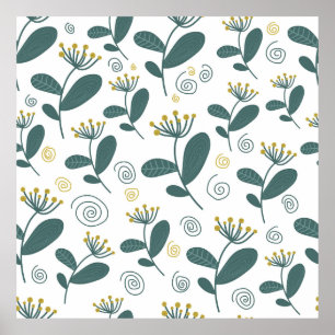 Affiche Seamless flowers background en style scandinavian.