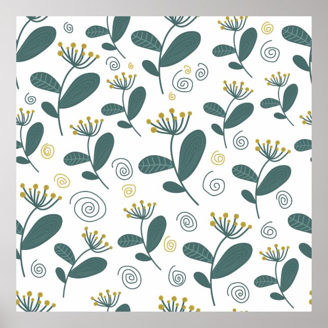 Affiche Seamless flowers background en style scandinavian. (Devant)