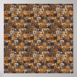 Affiche Seamless Kawaii Dogs