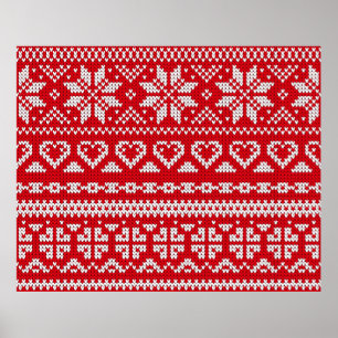 Affiche Seamless knitting pattern Norway festive sweater d